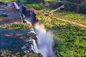 View of the Victoria Falls in Zambia.