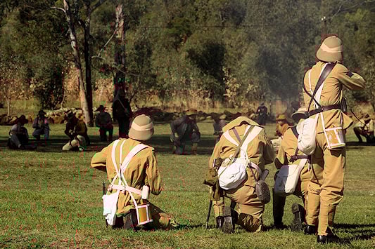 Reenactment of the Anglo-Zulu war near the Battlefields in KwaZulu-Natal