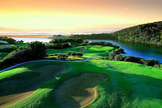 Wild Coast golf course at sunset, South Africa