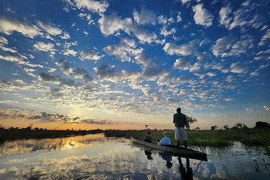 Sunset over the waterways of the Okavango Delta, Botswana
