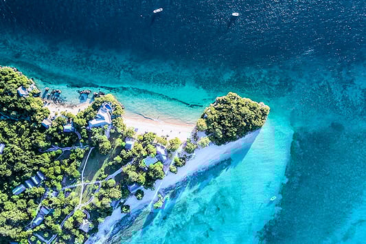Aerial view of an island in the Quirimbas Archipelago, Mozambique