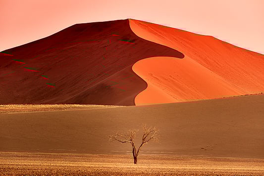 Towering sand dune in Sossusvlei, Namibia