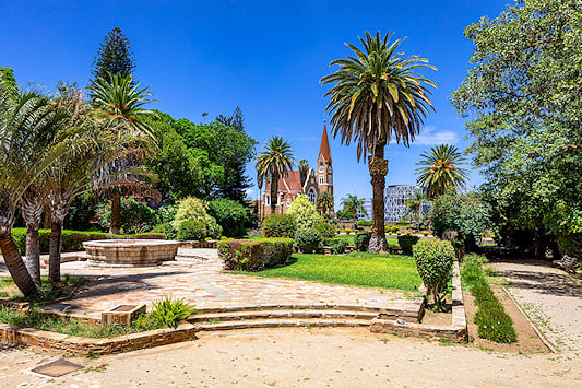 Park scene in Windhoek, the capital city of Namibia