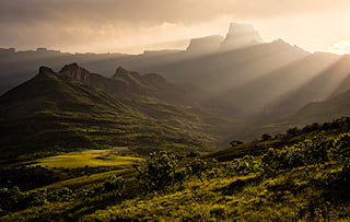 Sunset over the Drakensberg Mountains in KwaZulu-Natal