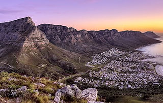 The Twelve Apostles Mountains at sunset near Cape Town